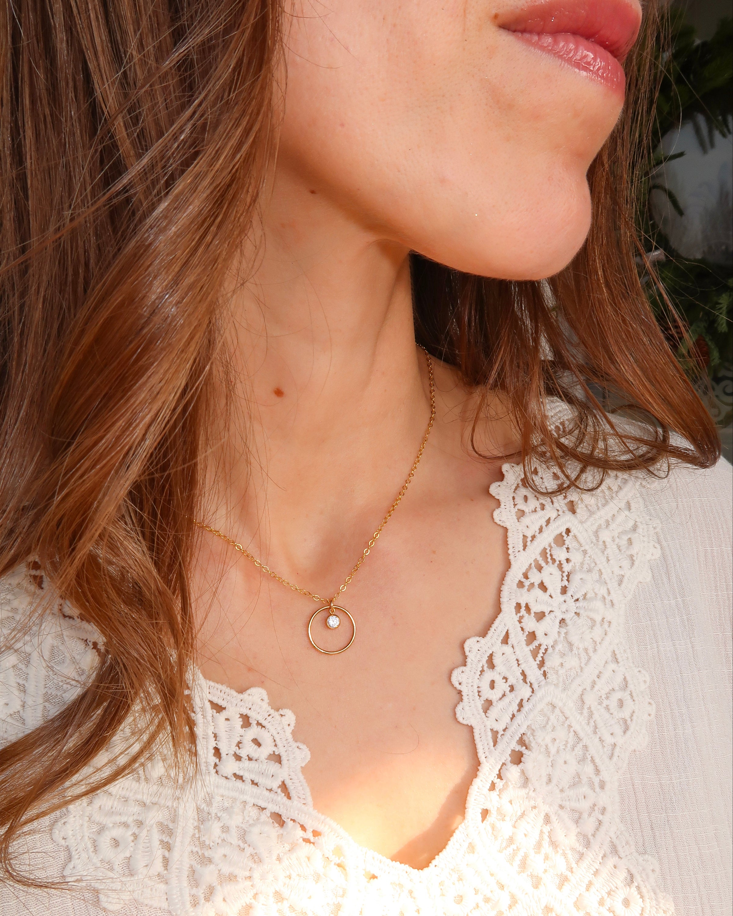 CZ CIRCLE NECKLACE - GOLD