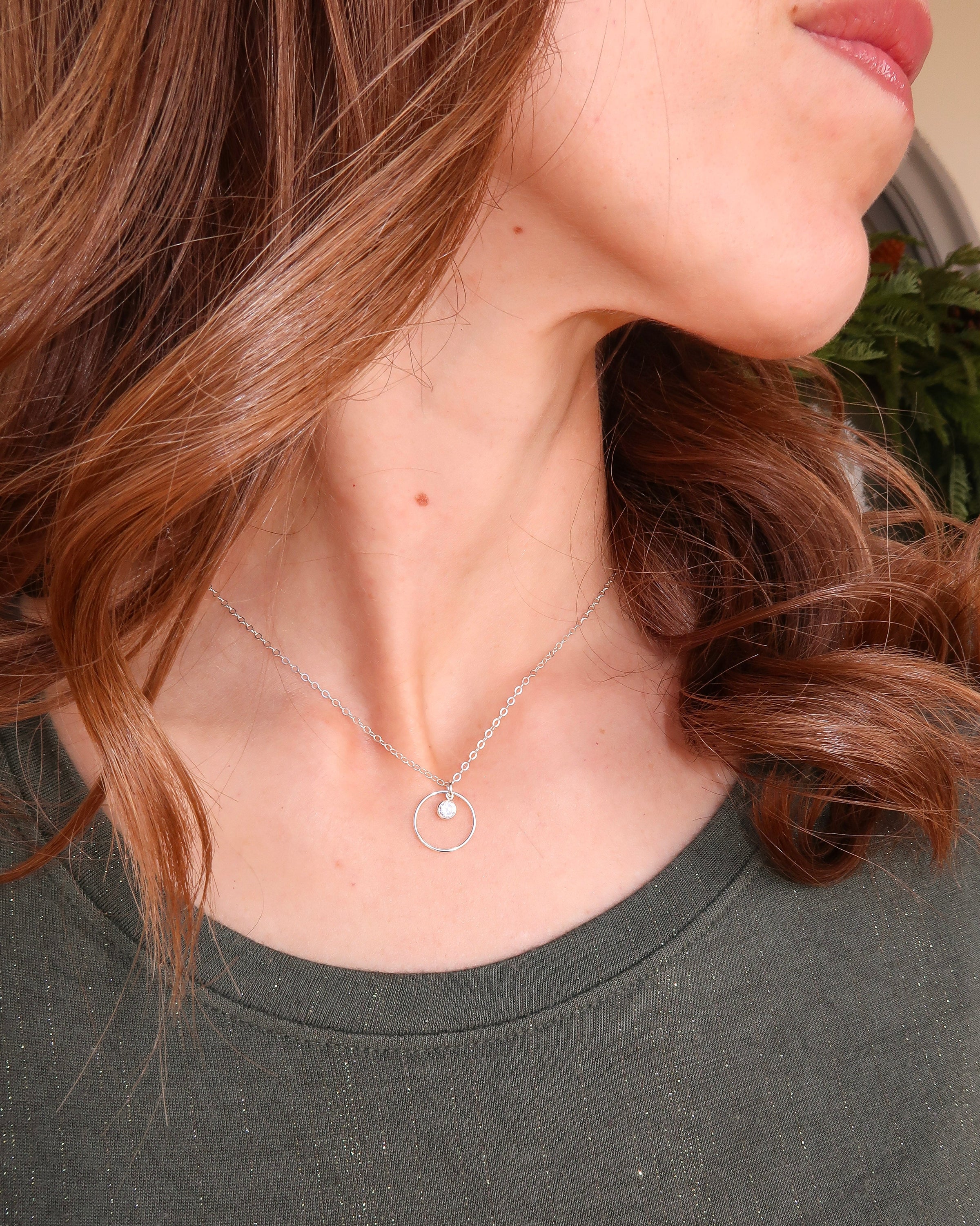 CZ CIRCLE NECKLACE - SILVER