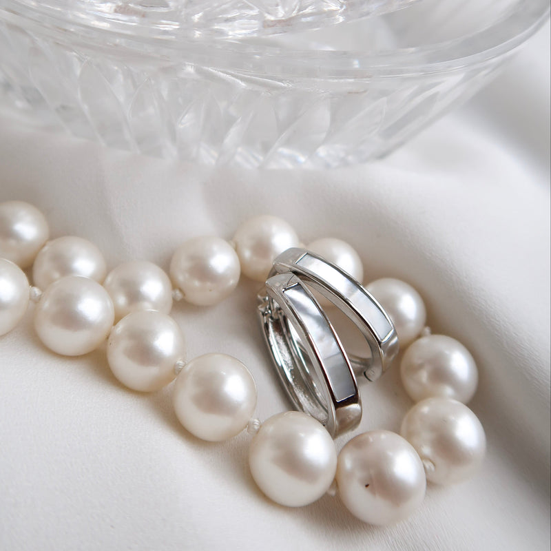 PEARL INLAY HUGGIES - Silver
